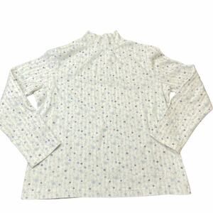 Croft & Barrow Mock Turtleneck White with Snowflakes Size PL
